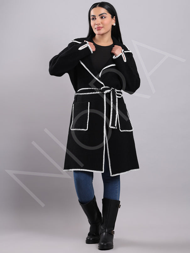 Luxe Contrast Edge Wool Coat