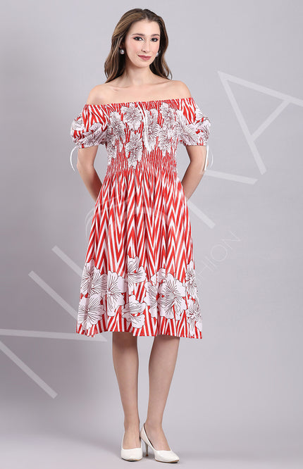 Flora Flame Midi Dress
