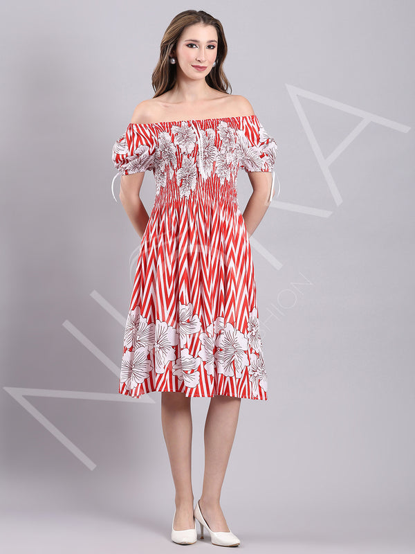 Flora Flame Midi Dress