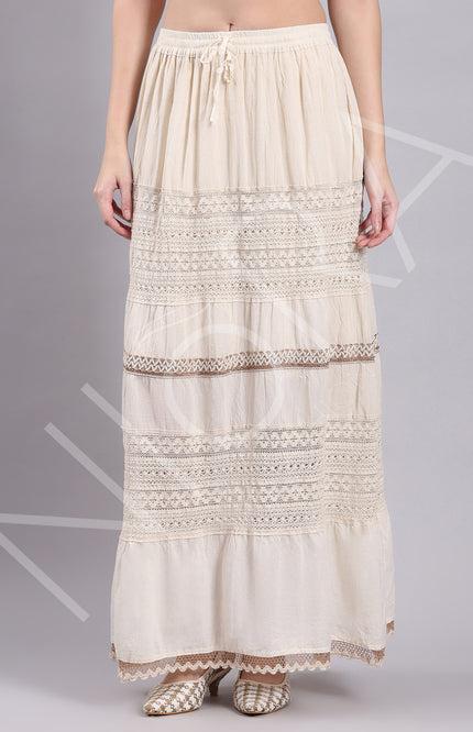 Crochet  Lace Tiered Long Skirt