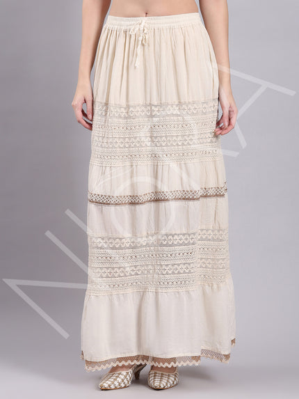 Crochet  Lace Tiered Long Skirt