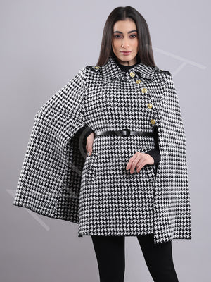 Houndstooth Cape Coat