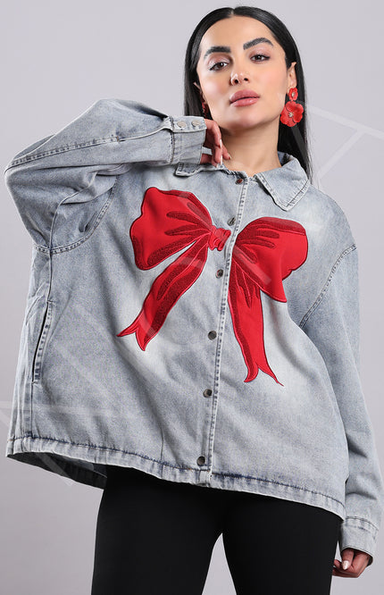 Scarlet Bow Denim Shirt
