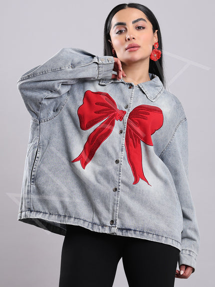 Scarlet Bow Denim Shirt