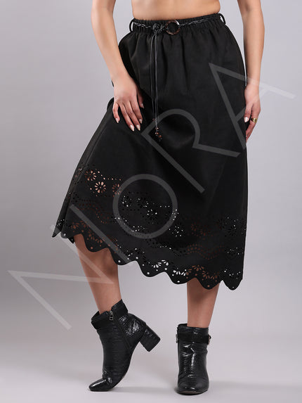 Cutwork Suede Skirt