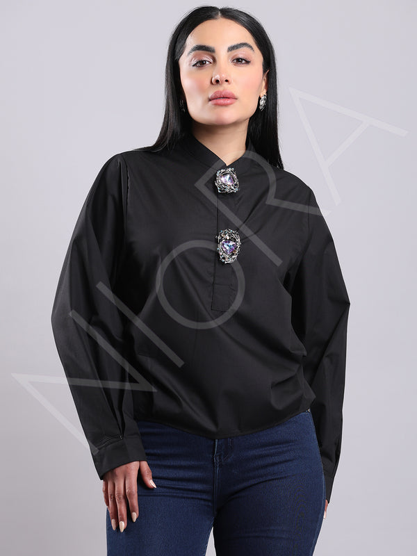 Jewel Dual Brooch Shirt