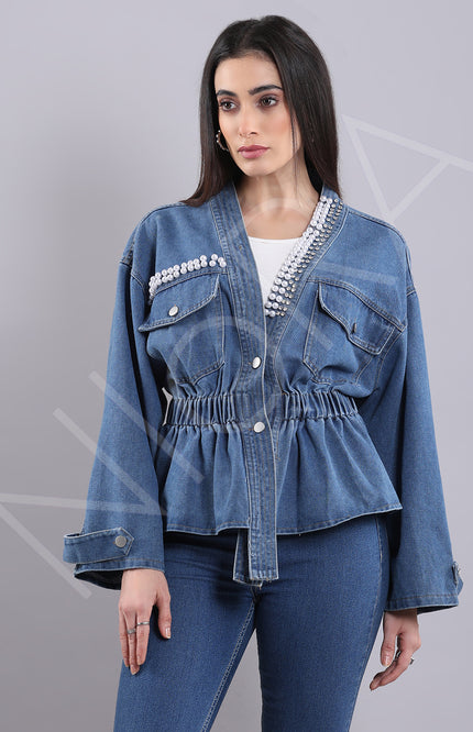 Embellished Denim Top