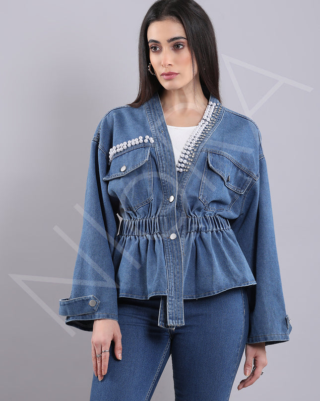 Embellished Denim Top