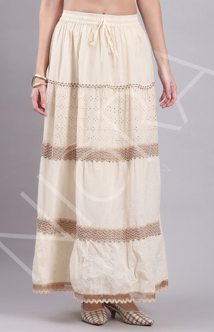 Whisper Crochet Lace Tiered Long Skirt