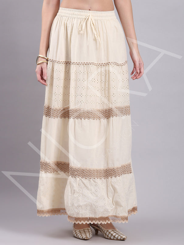 Whisper Crochet Lace Tiered Long Skirt
