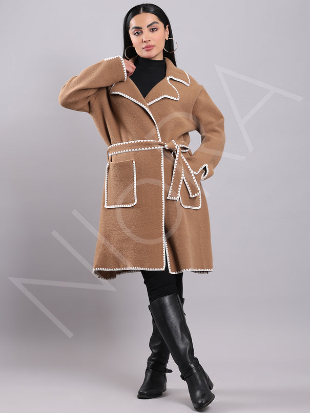 Luxe Contrast Edge Wool Coat
