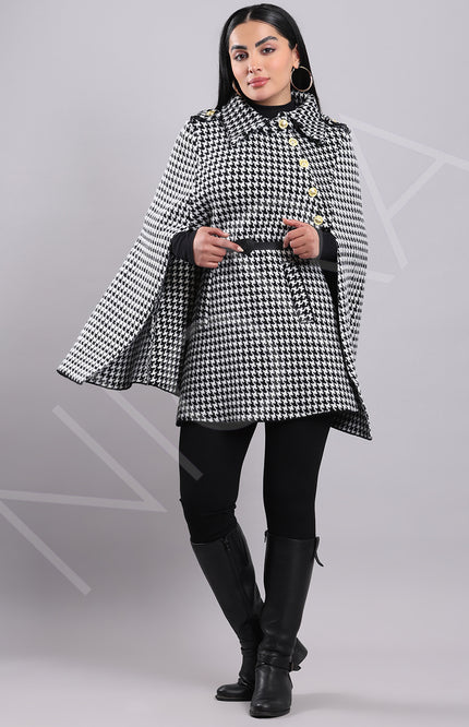 Houndstooth Cape Coat
