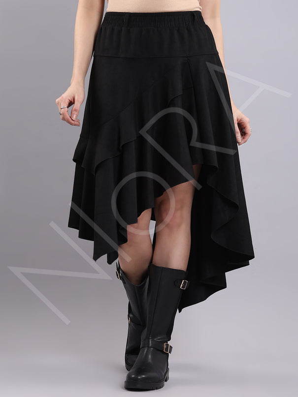 Asymmetric Suede Skirt