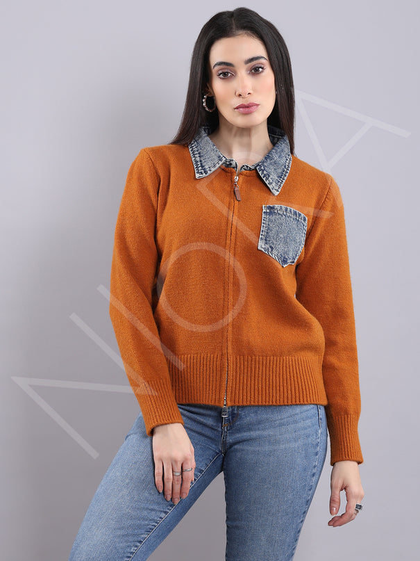 Denim Detail Cardigan