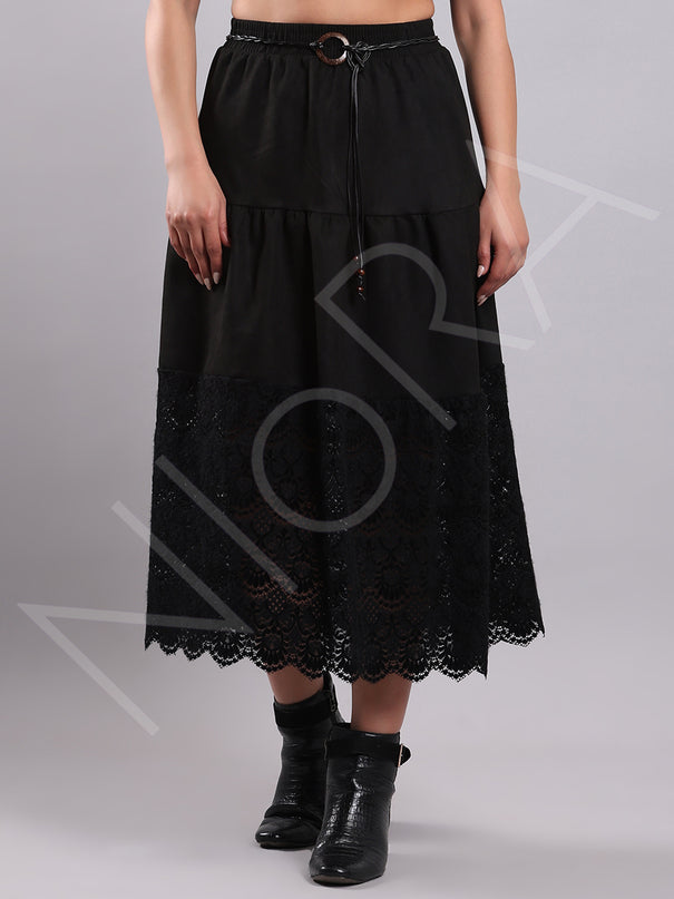 Vintage Lace Suede Skirt