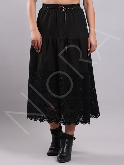Vintage Lace Suede Skirt