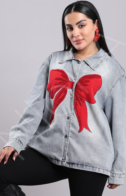 Scarlet Bow Denim Shirt
