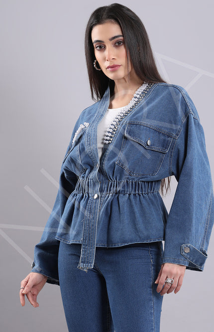 Embellished Denim Top