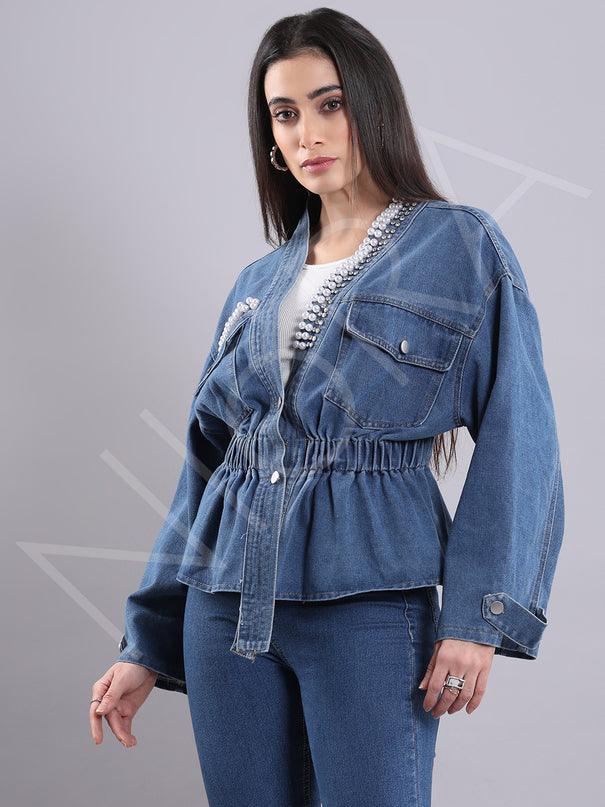 Embellished Denim Top