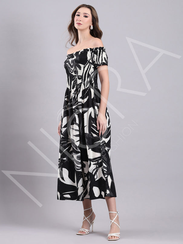 Monochrome Muse Midi Dress