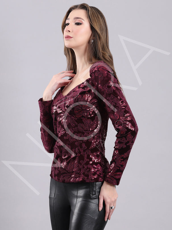 Velvet Majesty Sequin Top