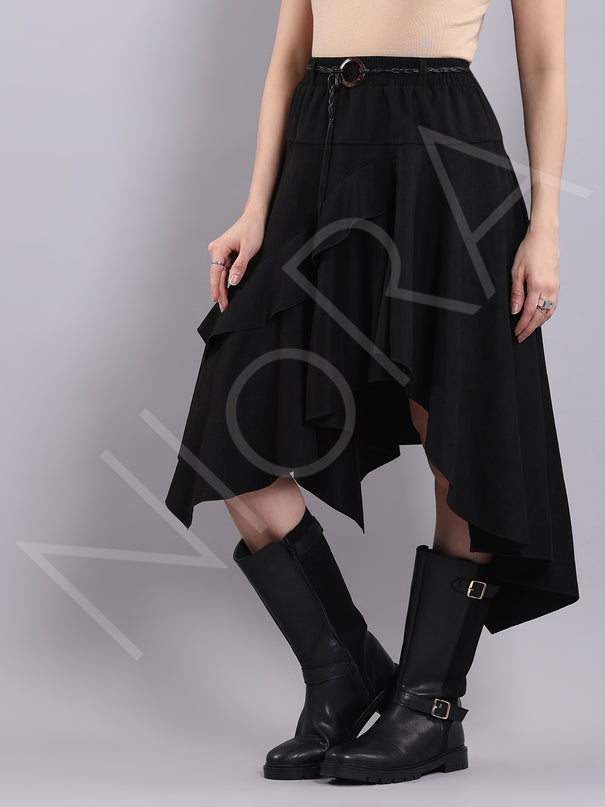 Asymmetric Suede Skirt