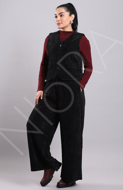 Lace Corduroy 3-Piece Pants Set