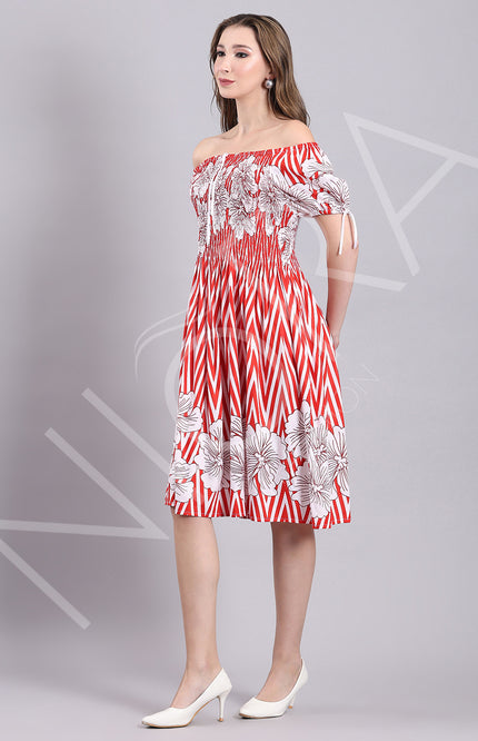 Flora Flame Midi Dress