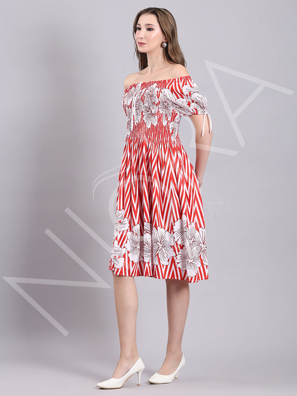 Flora Flame Midi Dress