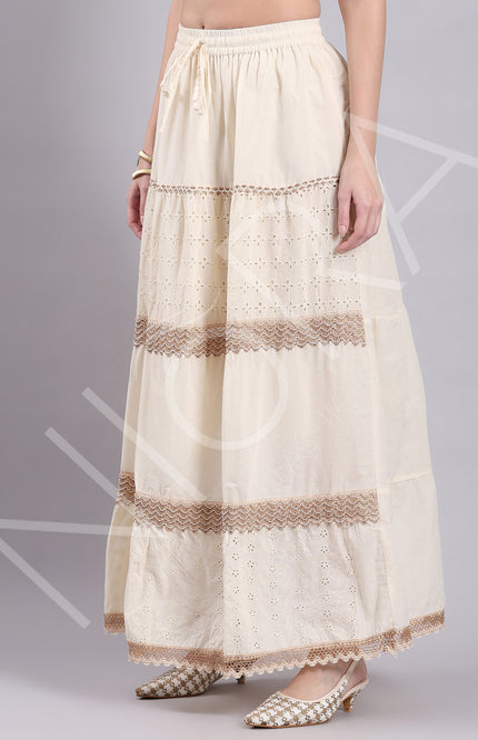 Whisper Crochet Lace Tiered Long Skirt
