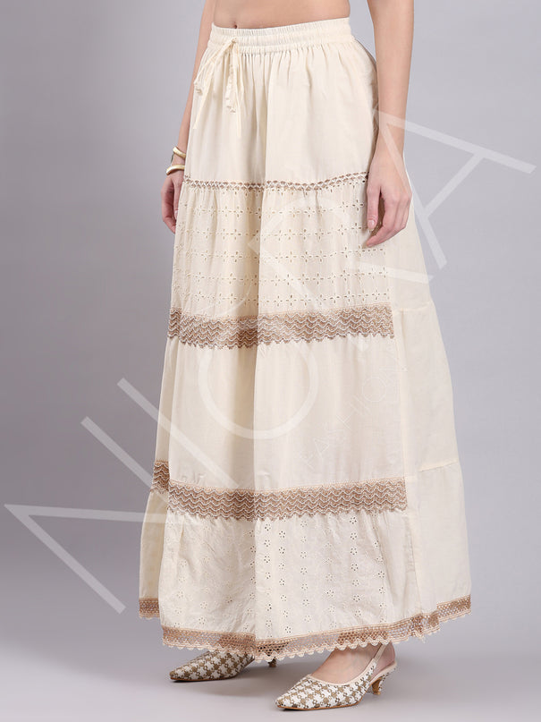 Whisper Crochet Lace Tiered Long Skirt