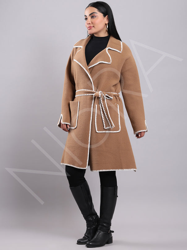 Luxe Contrast Edge Wool Coat