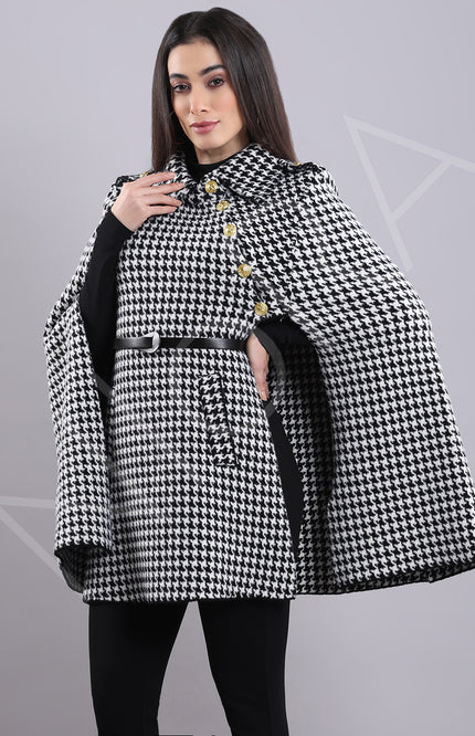 Houndstooth Cape Coat