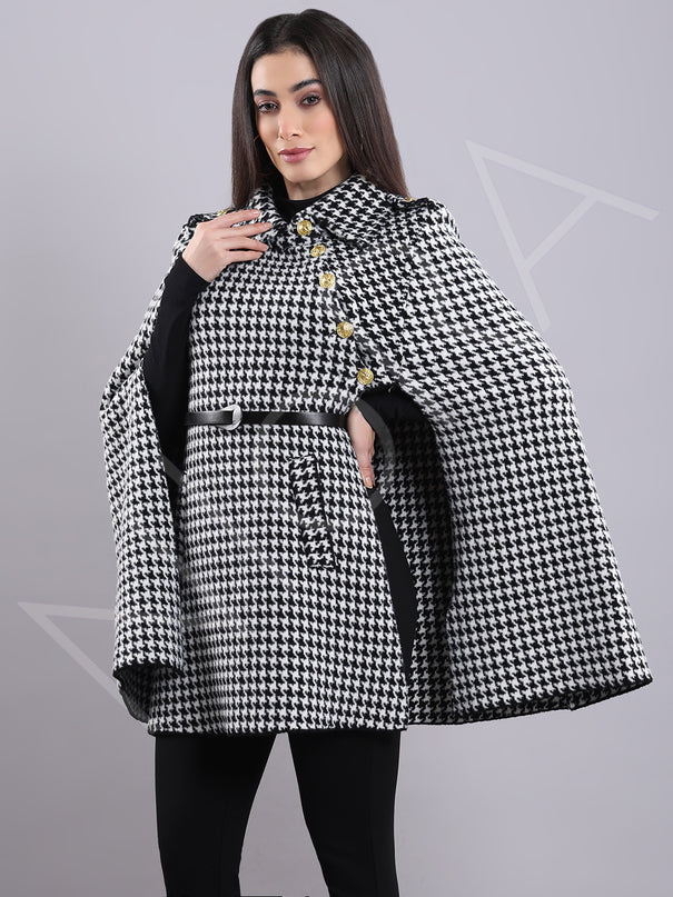 Houndstooth Cape Coat