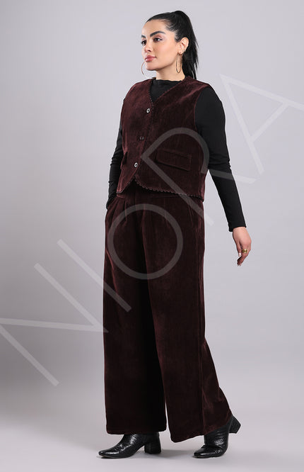 Lace Corduroy 3-Piece Pants Set