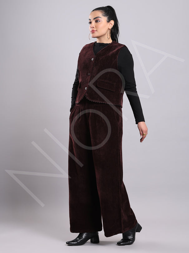 Lace Corduroy 3-Piece Pants Set