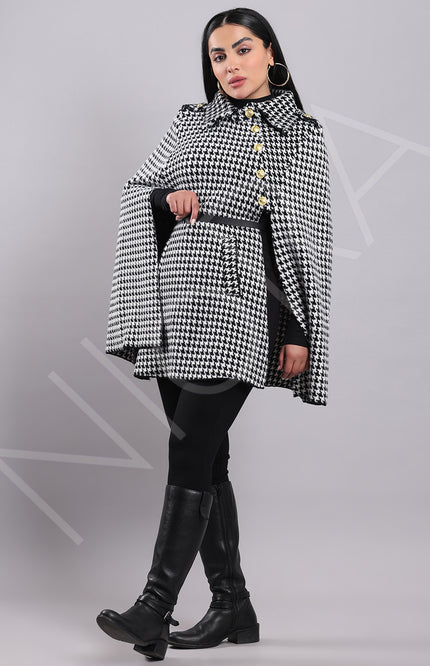Houndstooth Cape Coat