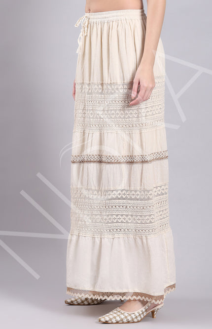 Crochet  Lace Tiered Long Skirt