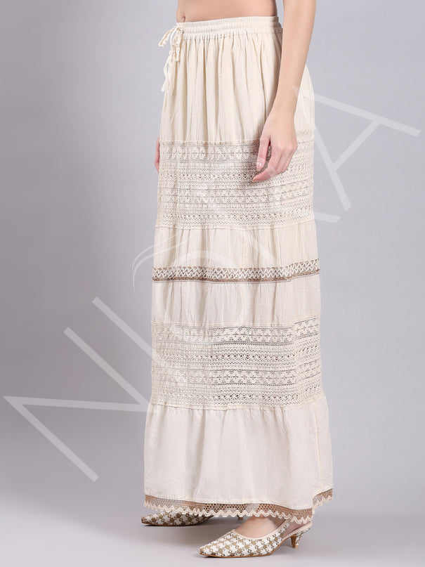 Crochet  Lace Tiered Long Skirt