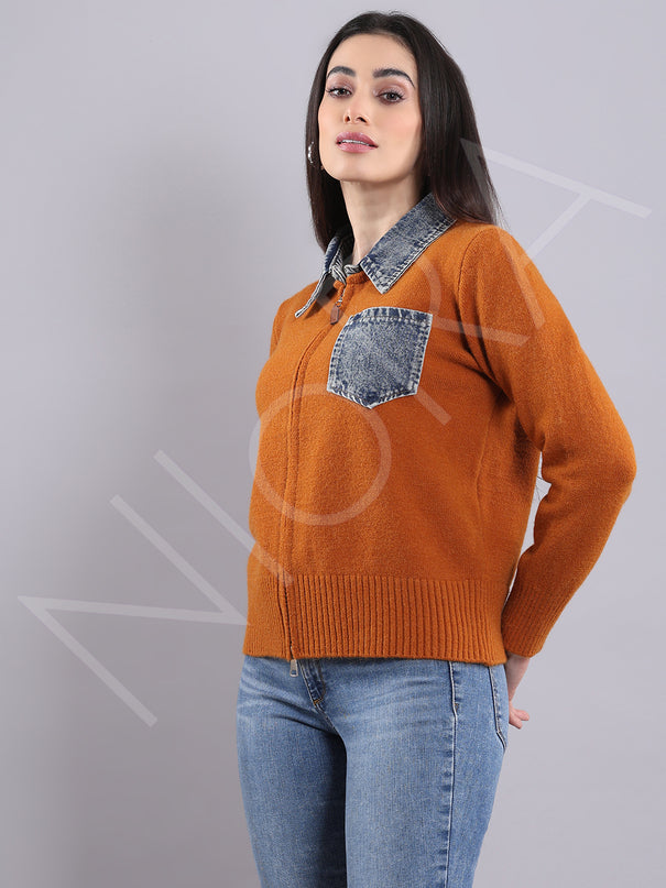 Denim Detail Cardigan