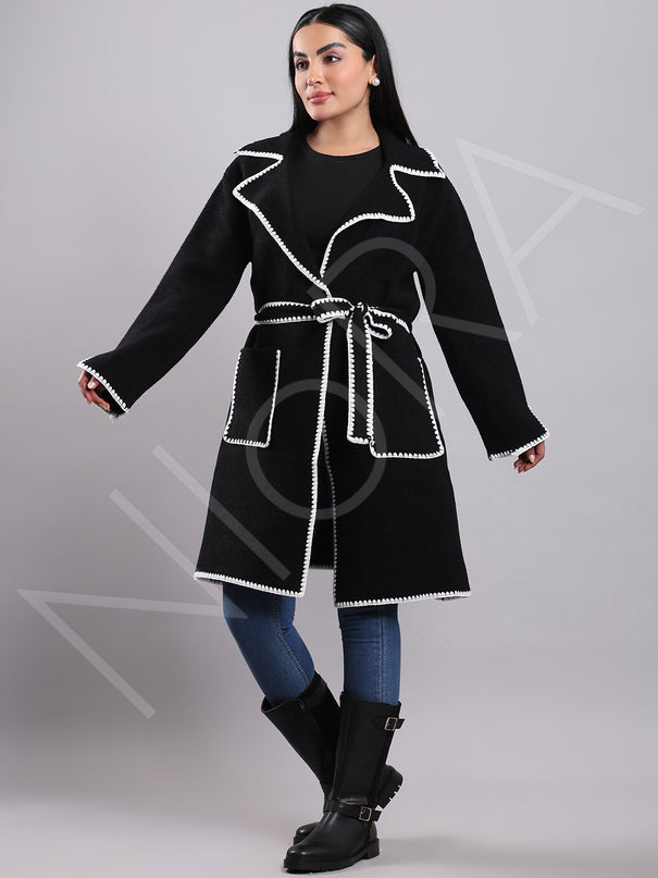 Luxe Contrast Edge Wool Coat