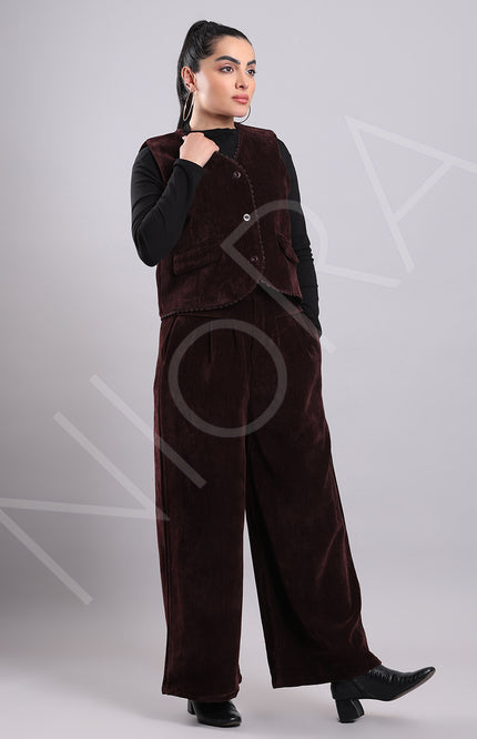 Lace Corduroy 3-Piece Pants Set