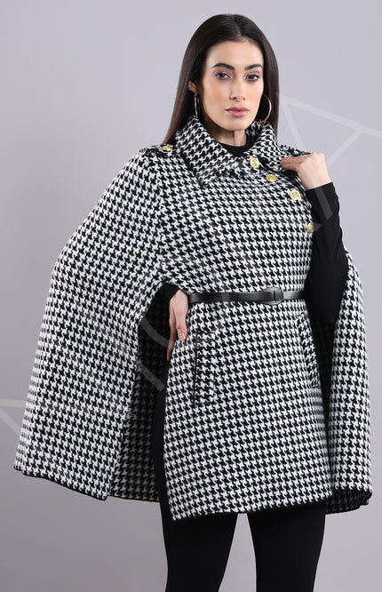 Houndstooth Cape Coat