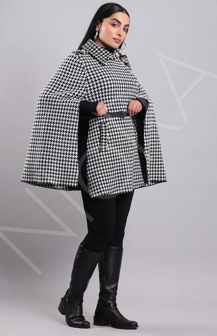 Houndstooth Cape Coat