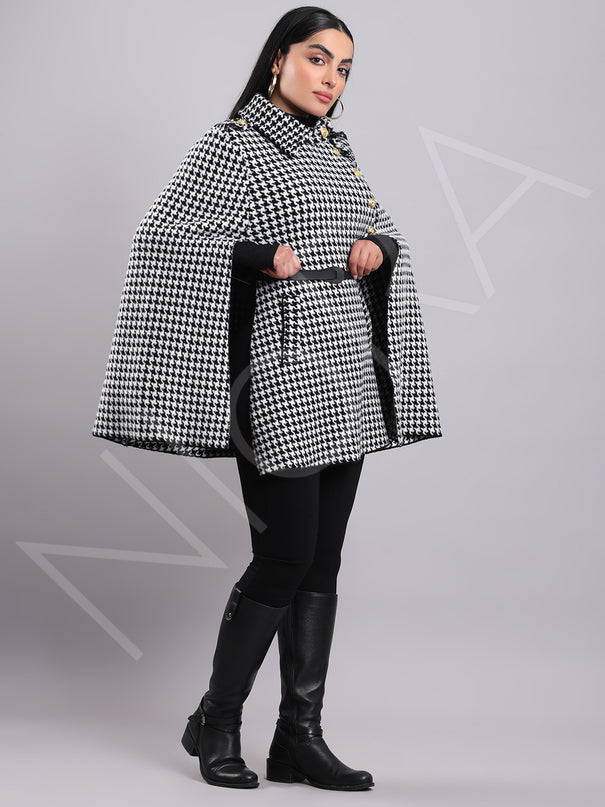 Houndstooth Cape Coat