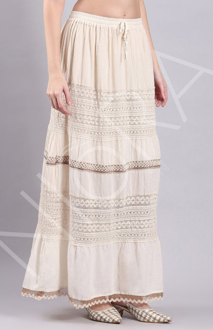 Crochet  Lace Tiered Long Skirt