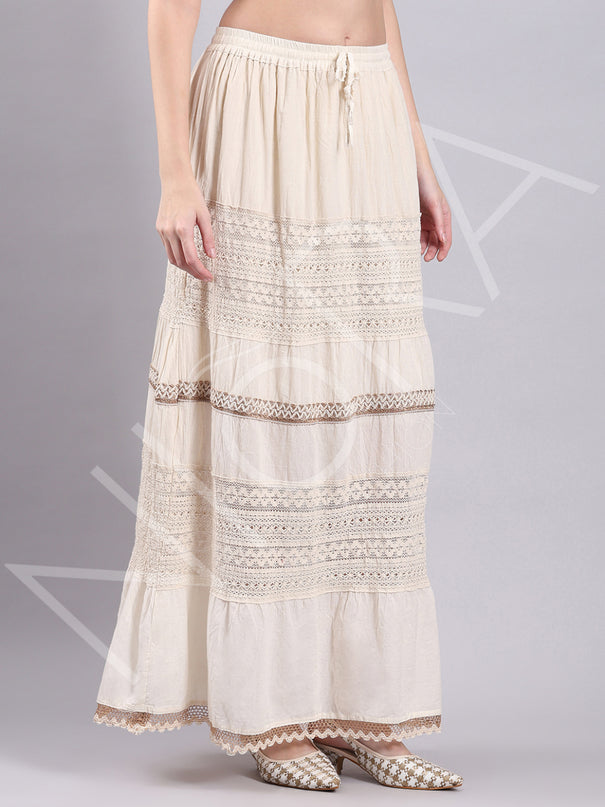Crochet  Lace Tiered Long Skirt