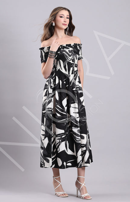 Monochrome Muse Midi Dress