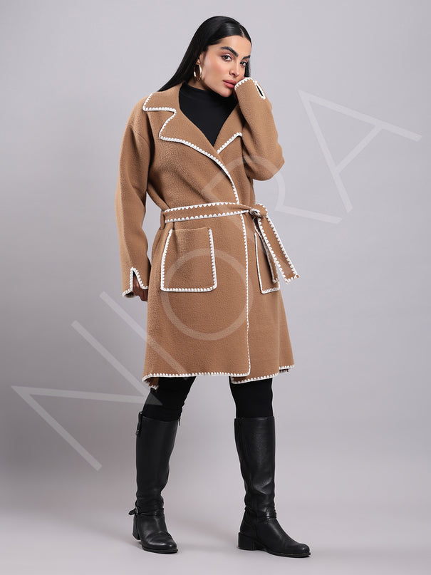Luxe Contrast Edge Wool Coat