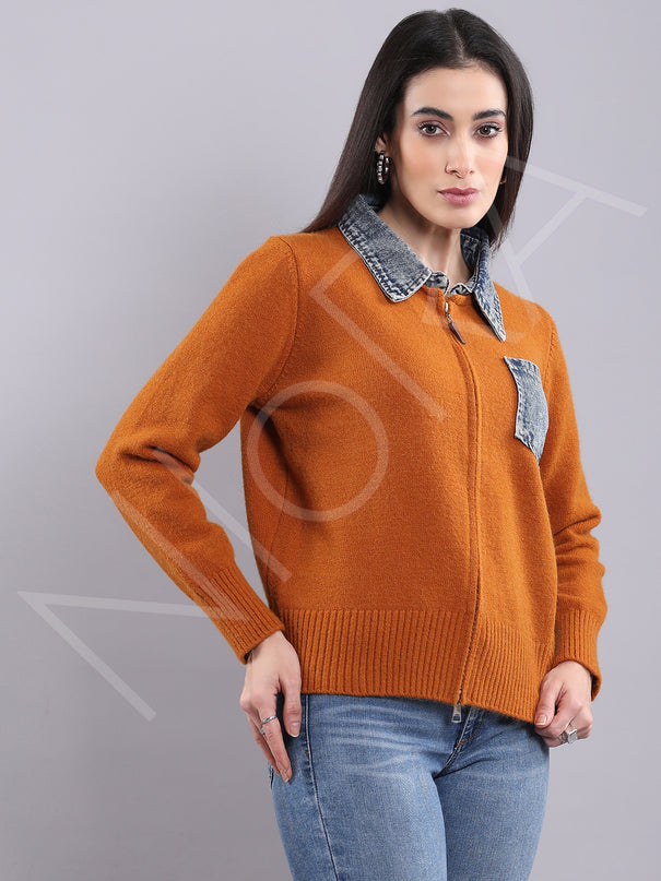 Denim Detail Cardigan